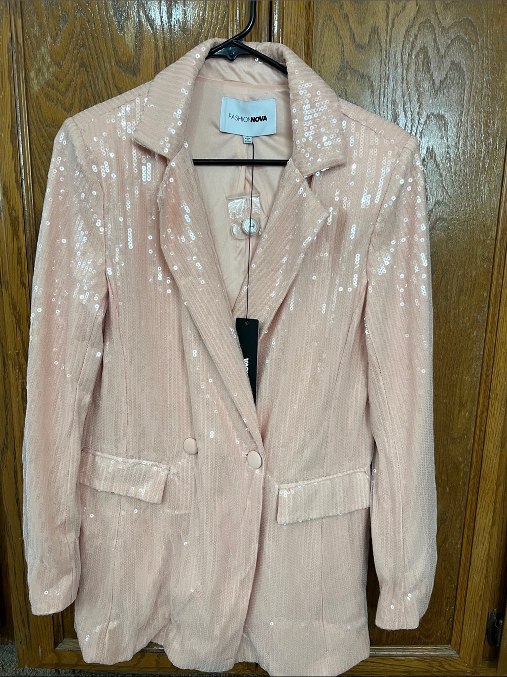 Fashion Nova Blush Pink Sequin Blazer